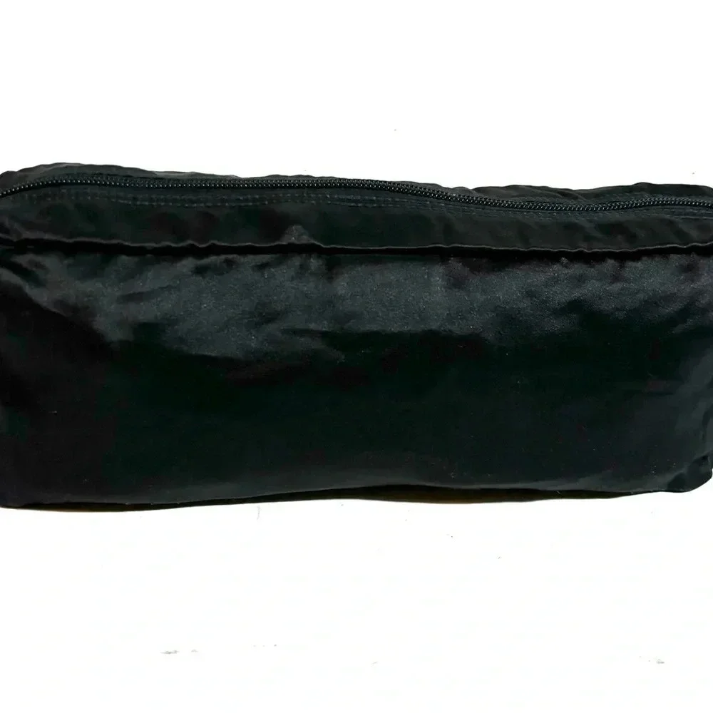 Prada black nylon oblong mini pouch clutch make up bag